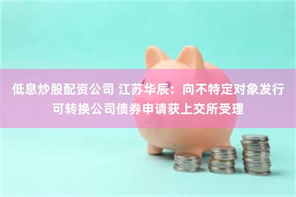 低息炒股配资公司 江苏华辰：向不特定对象发行可转换公司债券申请获上交所受理