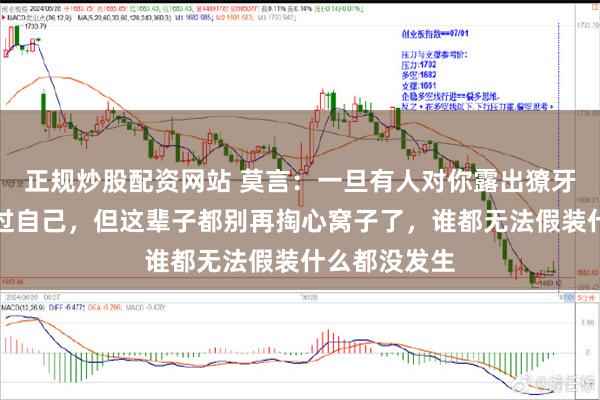 正规炒股配资网站 莫言：一旦有人对你露出獠牙，原谅是放过自己，但这辈子都别再掏心窝子了，谁都无法假装什么都没发生